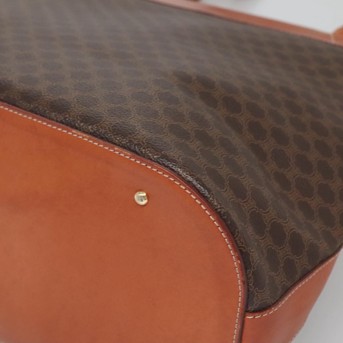 CELINE Macadam Canvas Shoulder Bag PVC Leather Brown Gold Auth bs25160