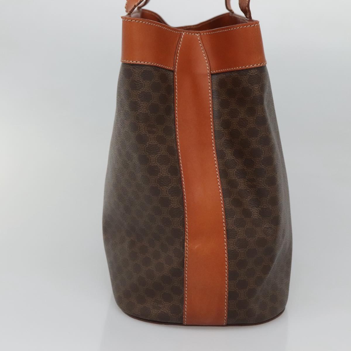 CELINE Macadam Canvas Shoulder Bag PVC Leather Brown Gold Auth bs25160