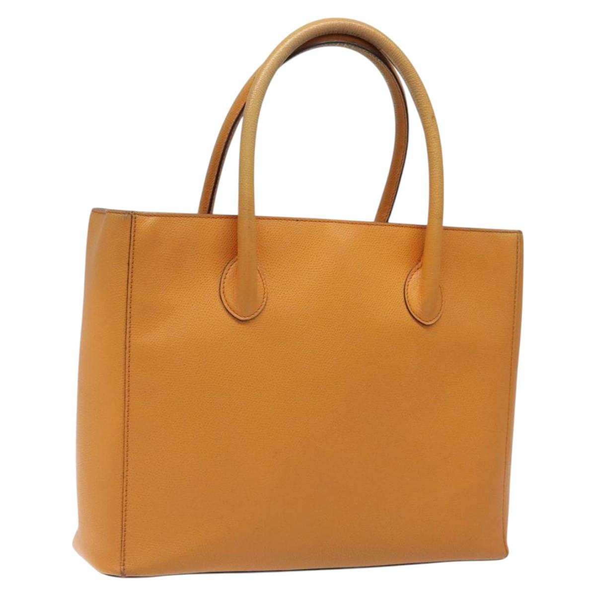 CELINE Hand Bag Leather Orange Auth bs25161