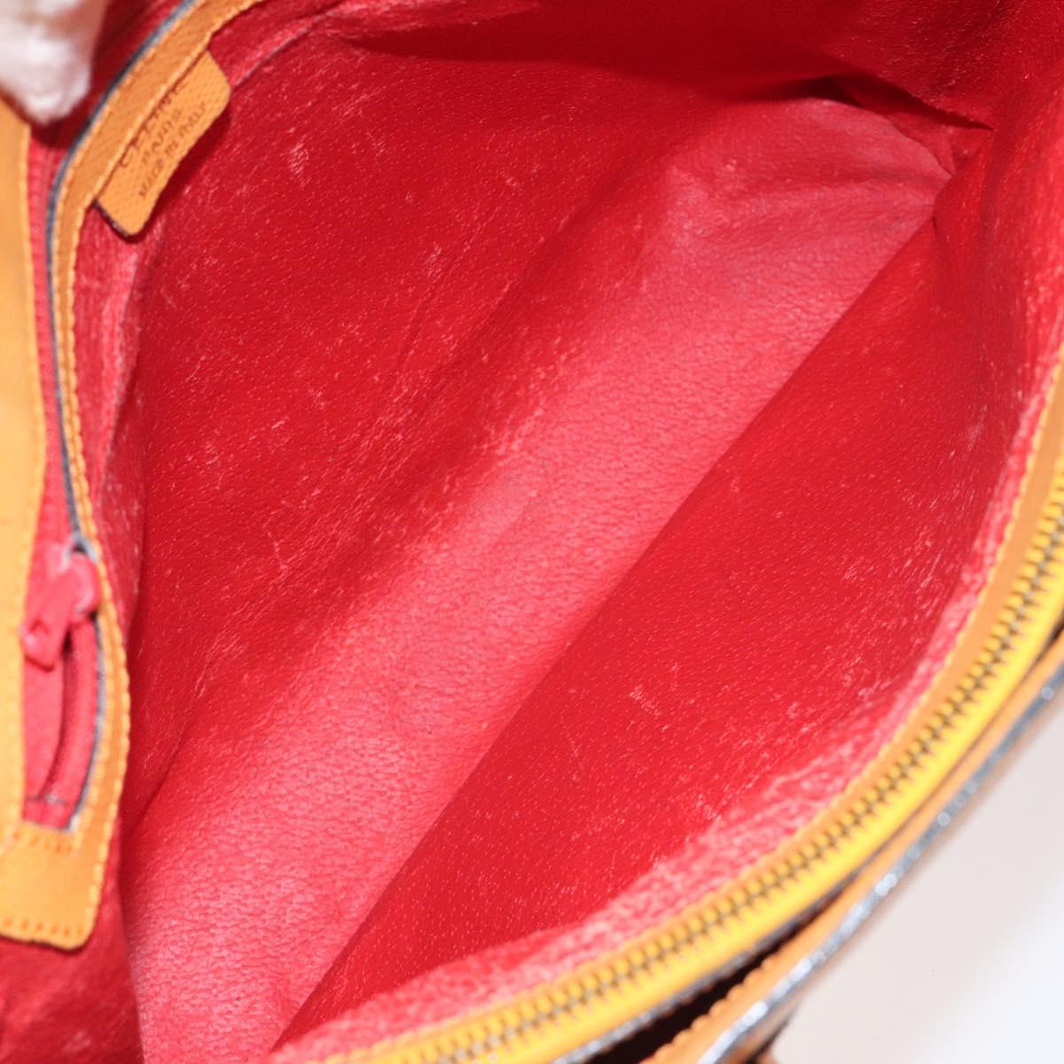 CELINE Hand Bag Leather Orange Auth bs25161