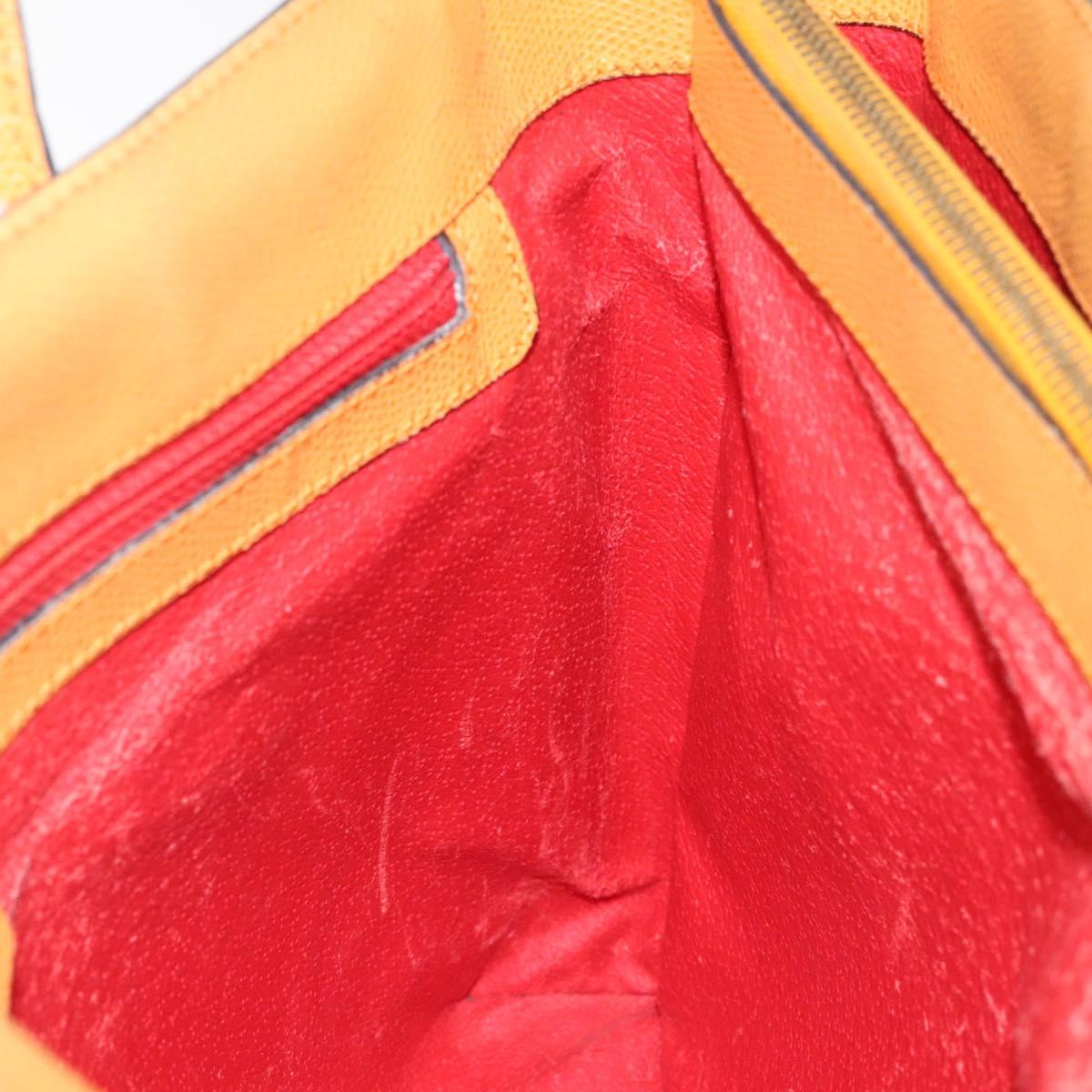 CELINE Hand Bag Leather Orange Auth bs25161