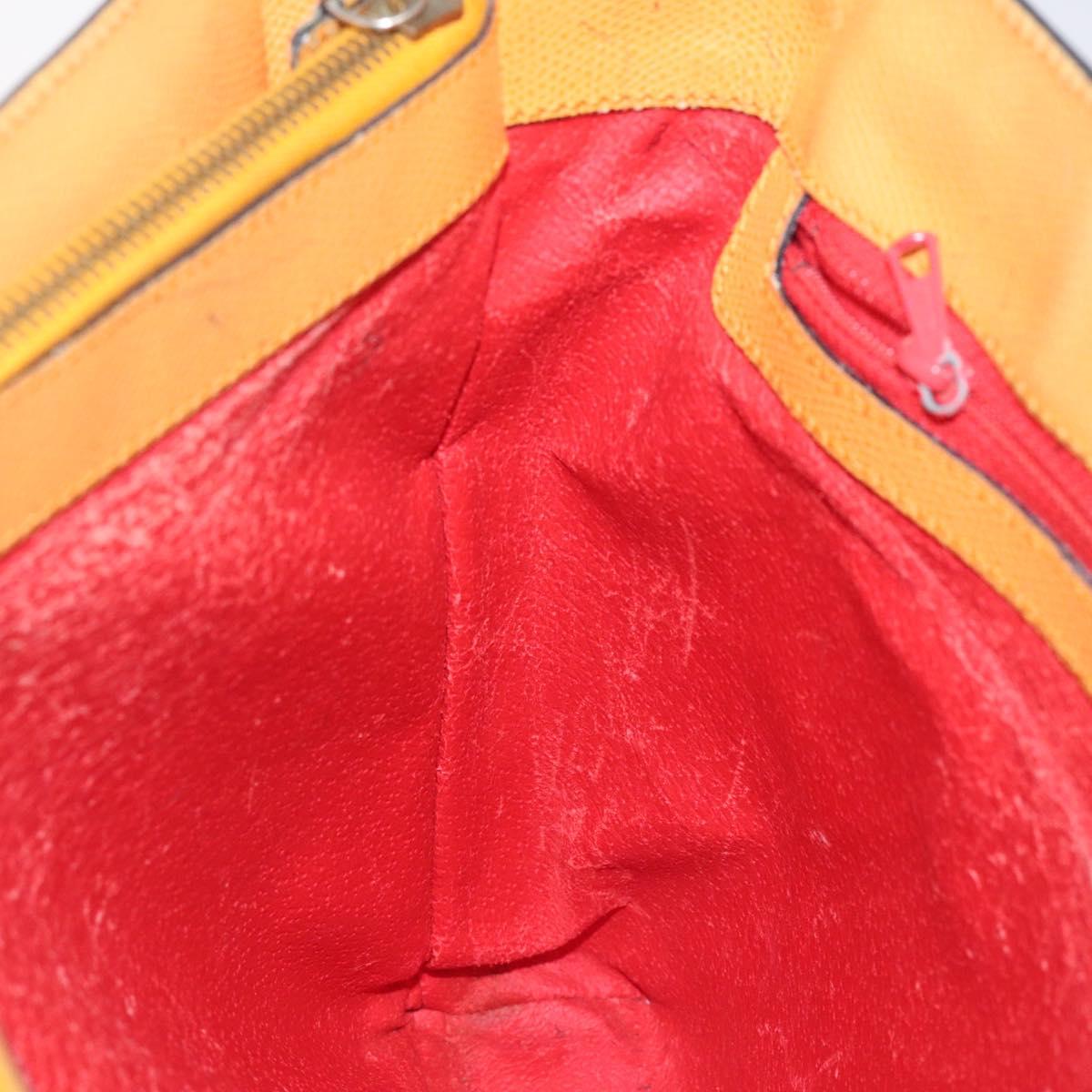 CELINE Hand Bag Leather Orange Auth bs25161