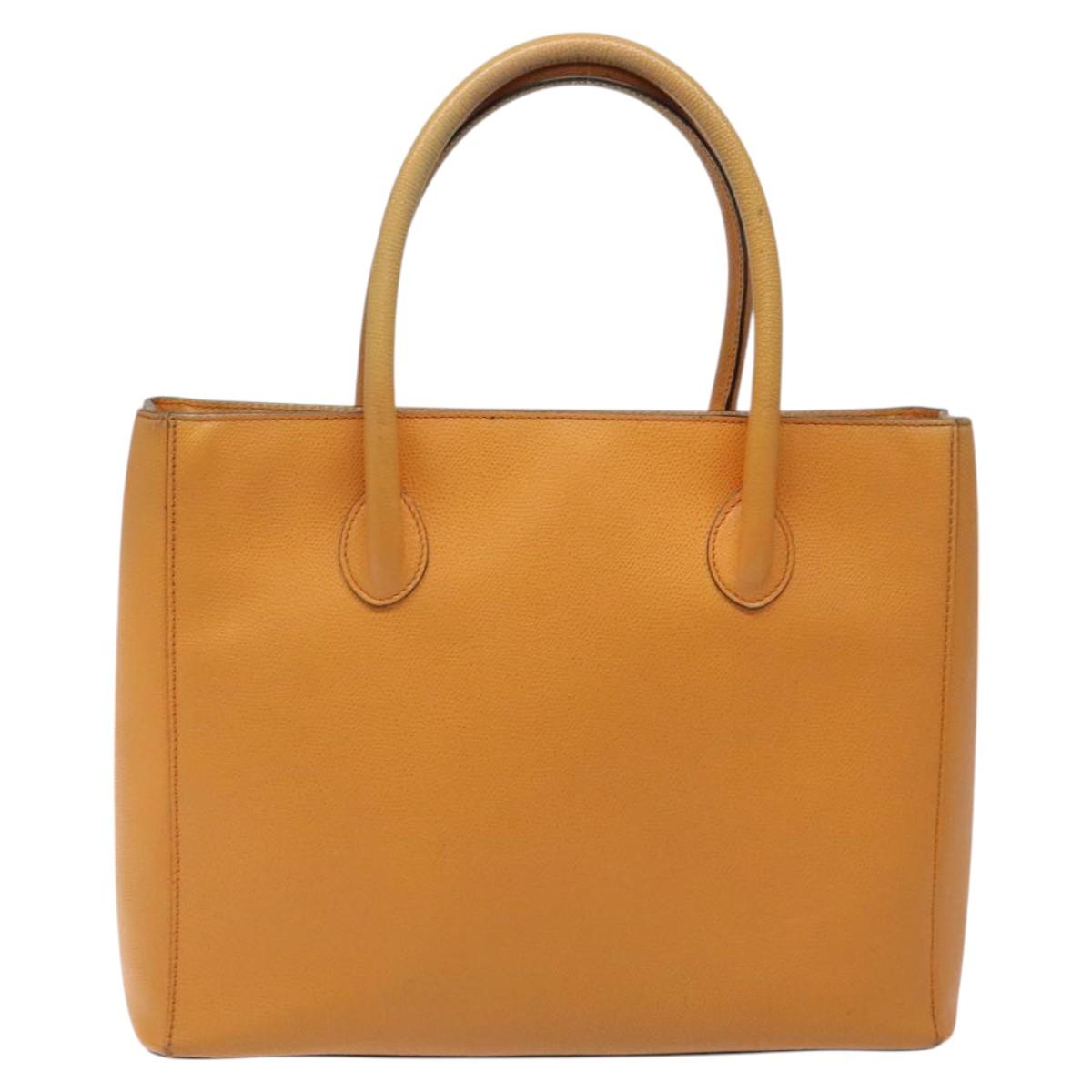 CELINE Hand Bag Leather Orange Auth bs25161
