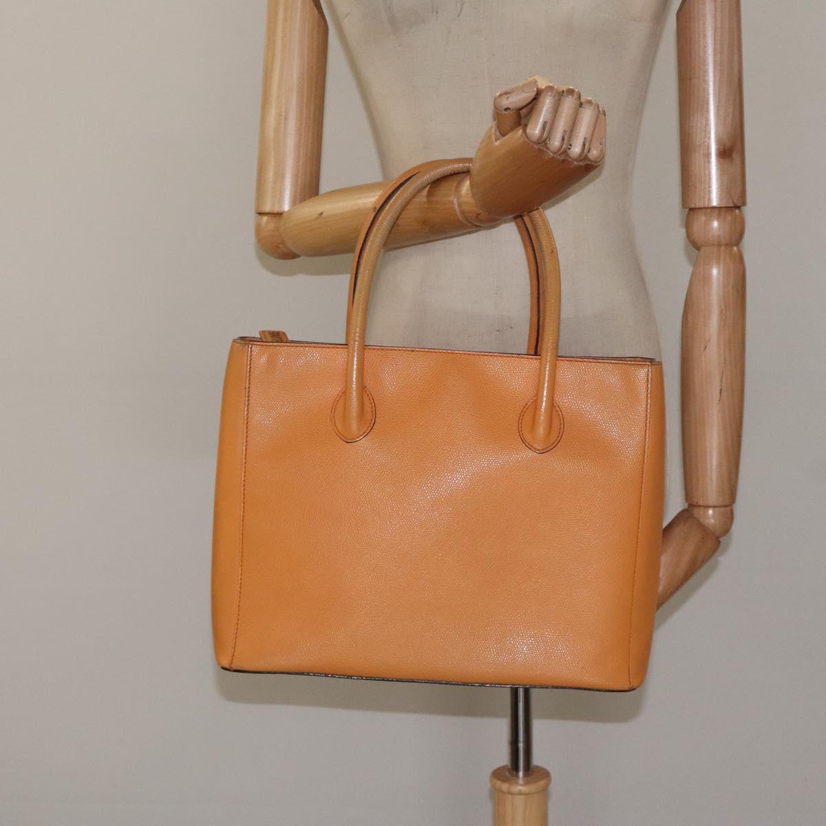 CELINE Hand Bag Leather Orange Auth bs25161