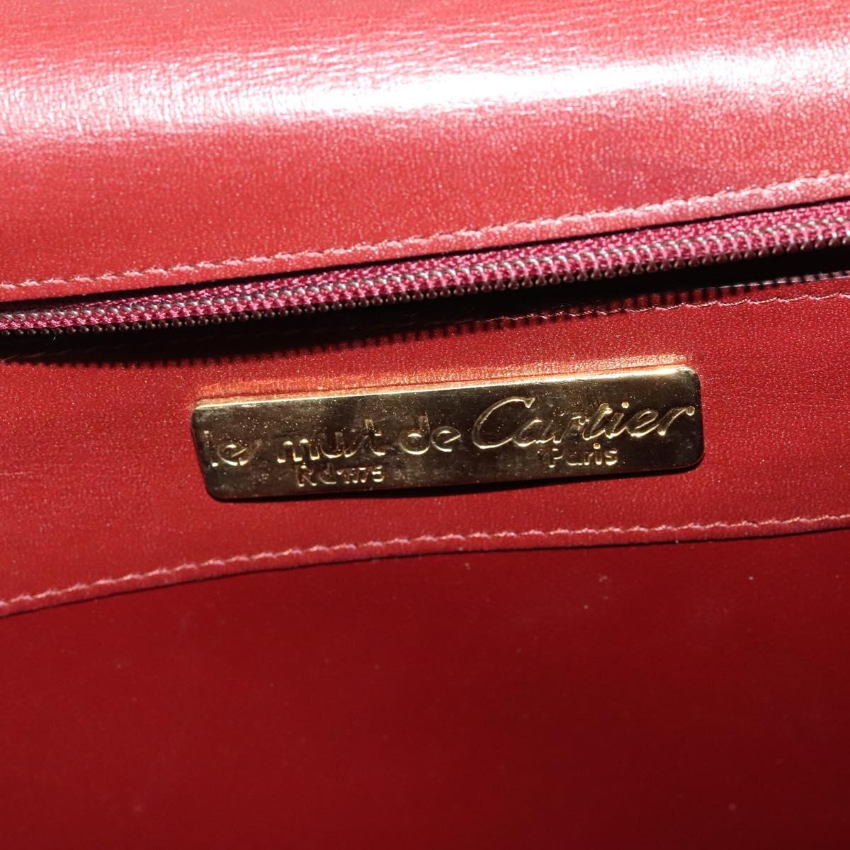 CARTIER Must Line Shoulder Bag Leather Bordeaux Gold Auth bs25166
