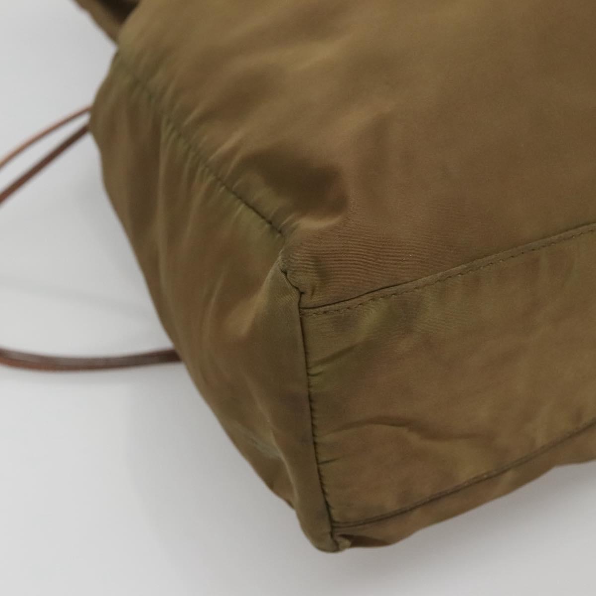 PRADA Shoulder Bag Nylon Khaki Gold Auth bs25176