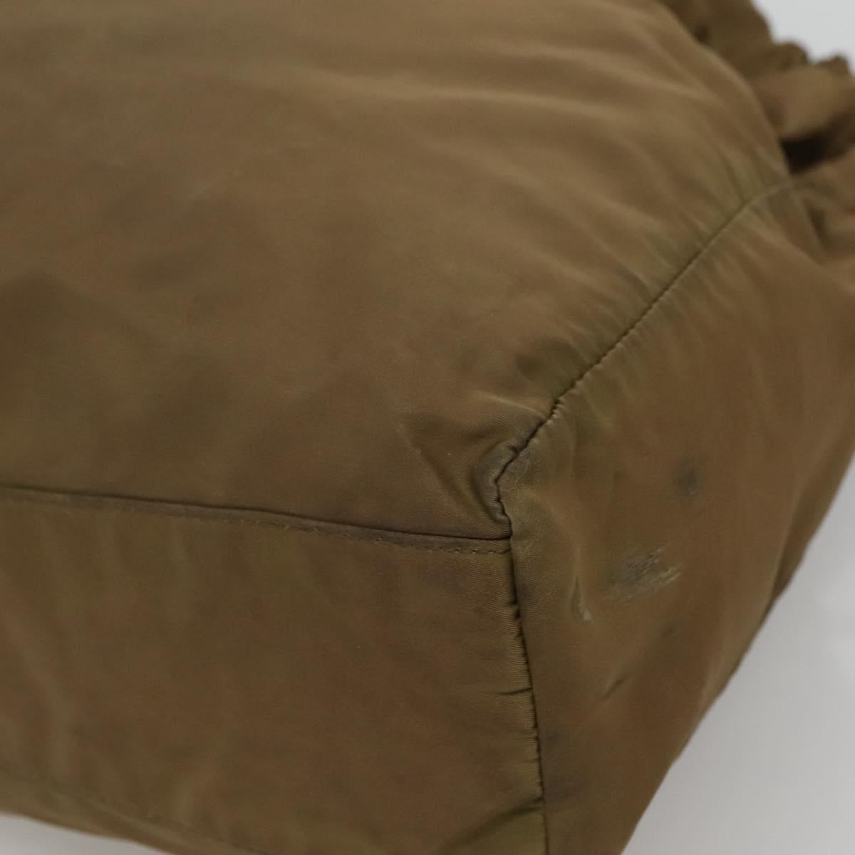 PRADA Shoulder Bag Nylon Khaki Gold Auth bs25176