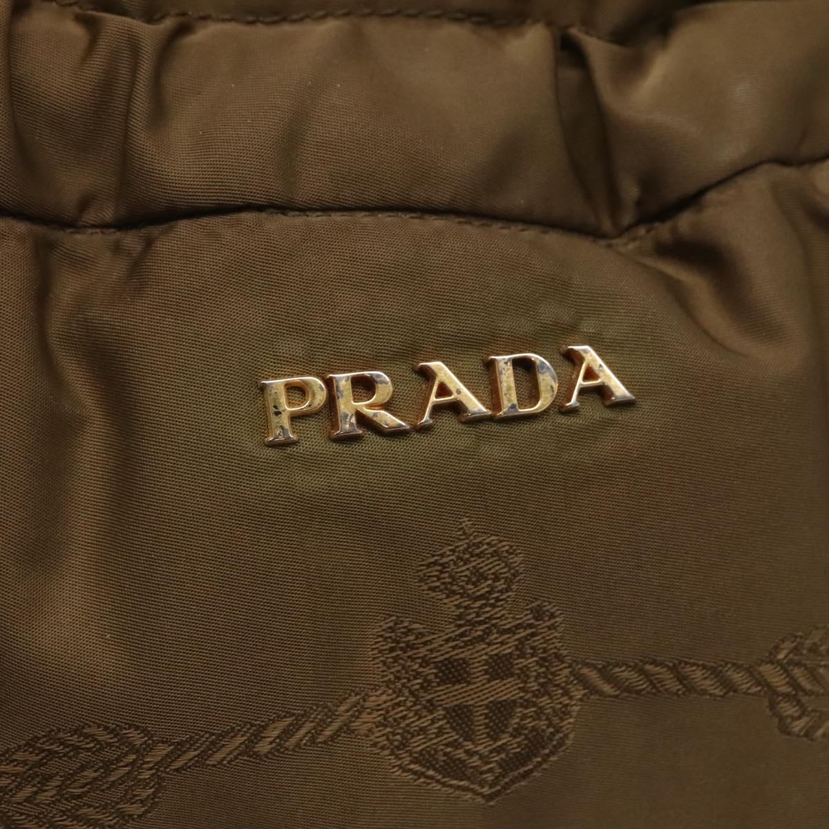 PRADA Shoulder Bag Nylon Khaki Gold Auth bs25176