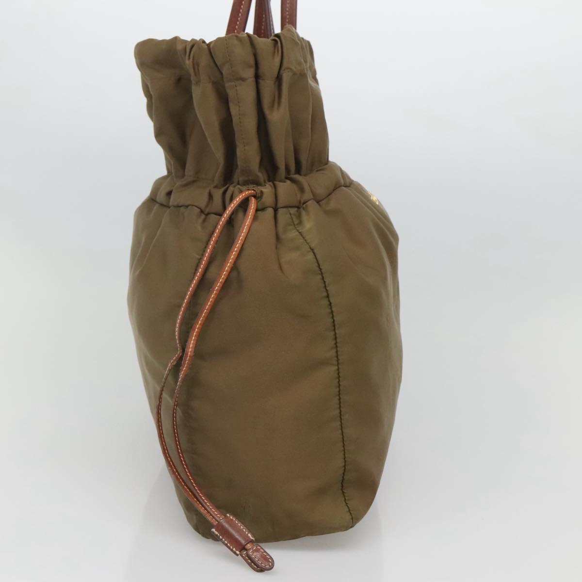 PRADA Shoulder Bag Nylon Khaki Gold Auth bs25176
