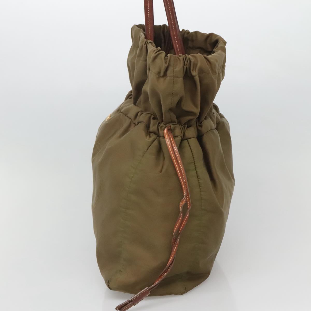PRADA Shoulder Bag Nylon Khaki Gold Auth bs25176