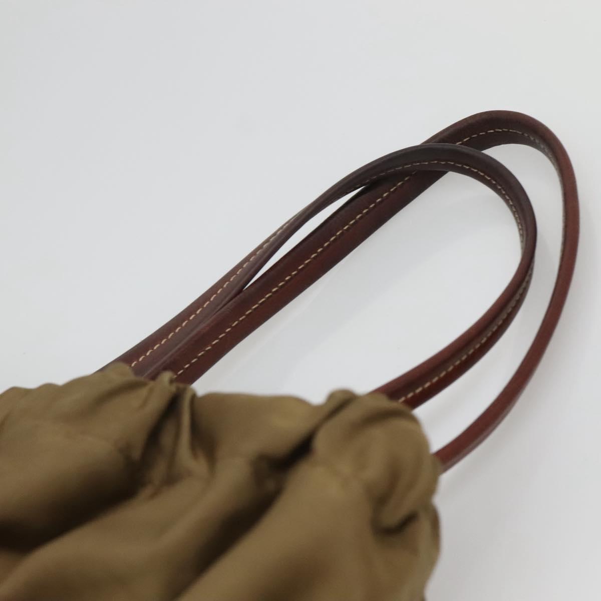 PRADA Shoulder Bag Nylon Khaki Gold Auth bs25176