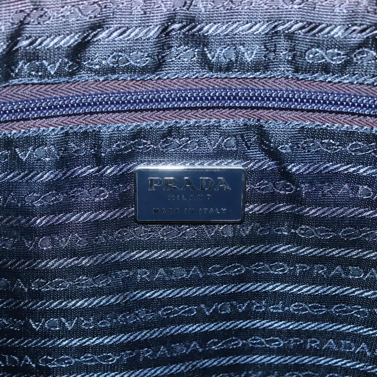 PRADA Tote Bag Nylon Turquoise Blue Silver Auth bs25180