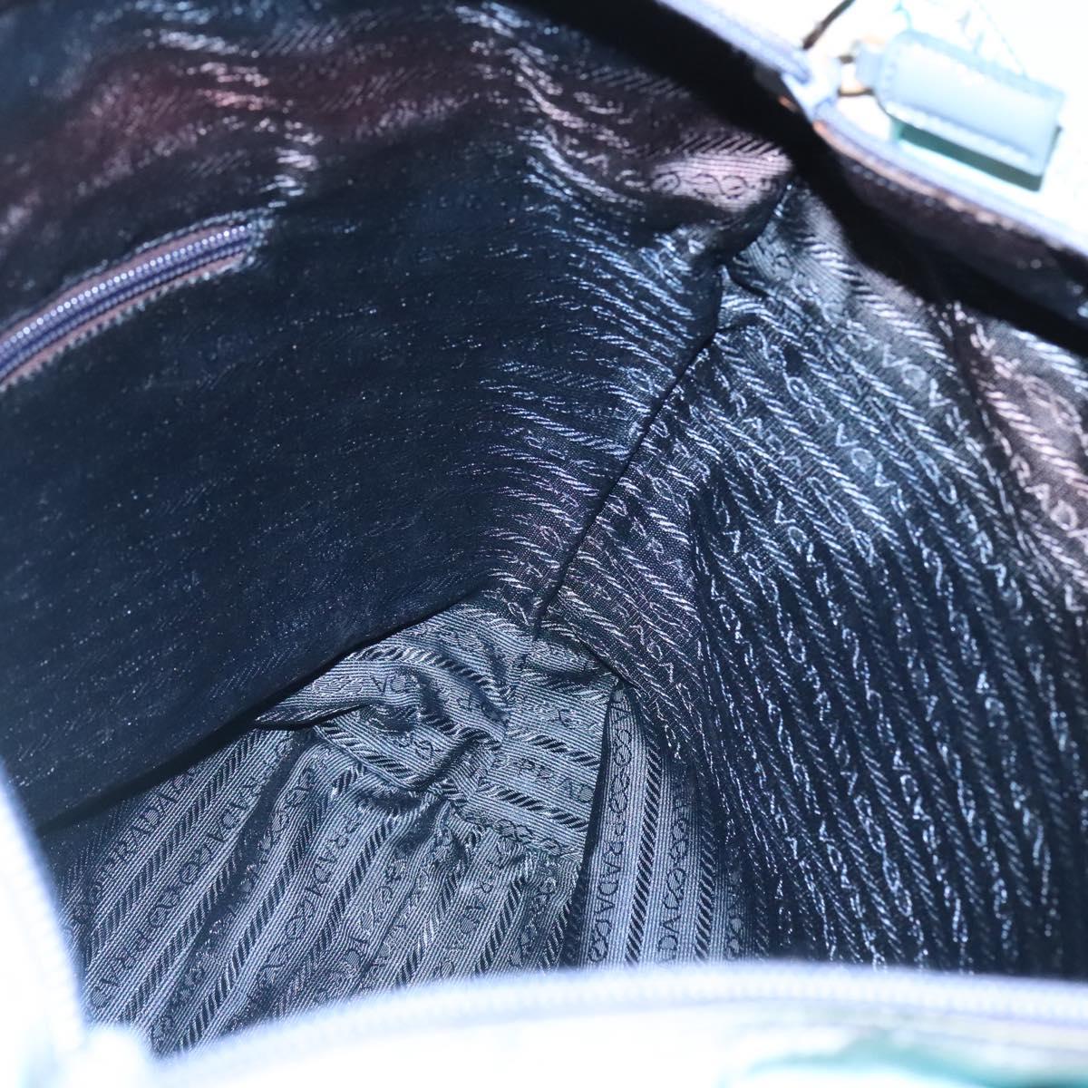 PRADA Tote Bag Nylon Turquoise Blue Silver Auth bs25180