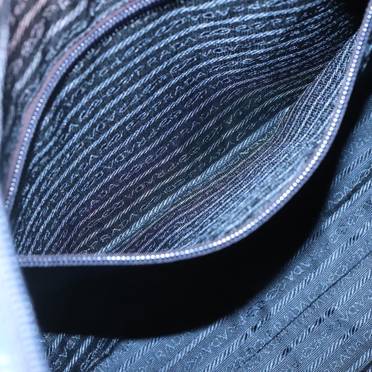 PRADA Tote Bag Nylon Turquoise Blue Silver Auth bs25180