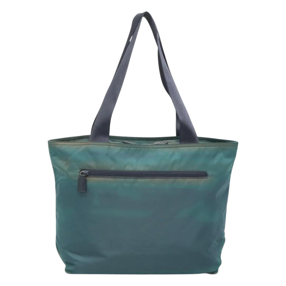 PRADA Tote Bag Nylon Turquoise Blue Silver Auth bs25180