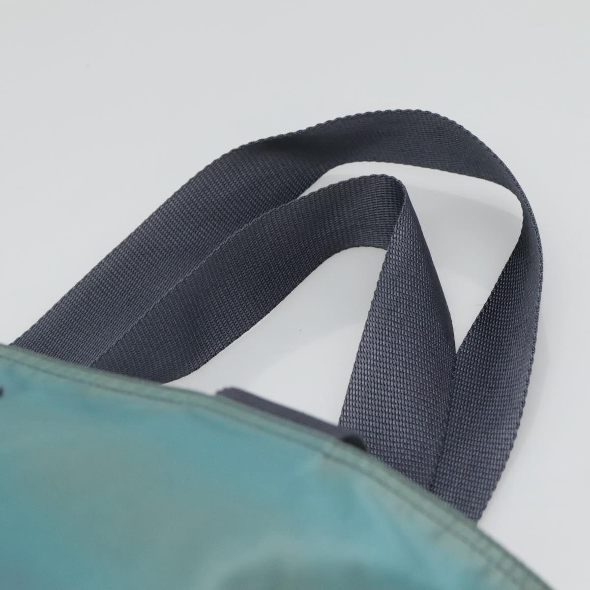 PRADA Tote Bag Nylon Turquoise Blue Silver Auth bs25180