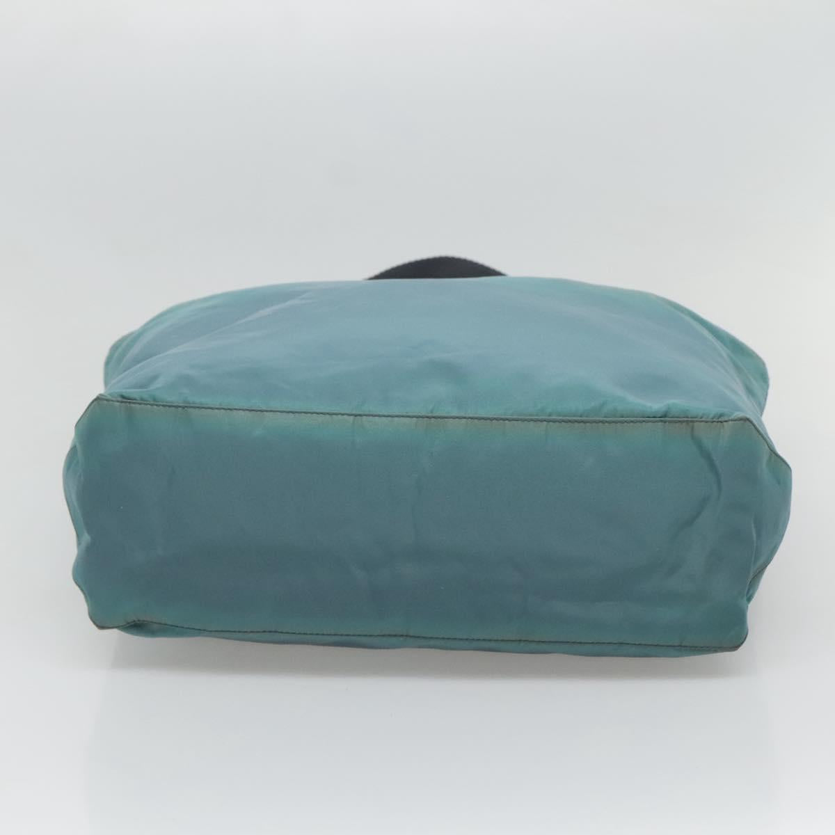 PRADA Tote Bag Nylon Turquoise Blue Silver Auth bs25180