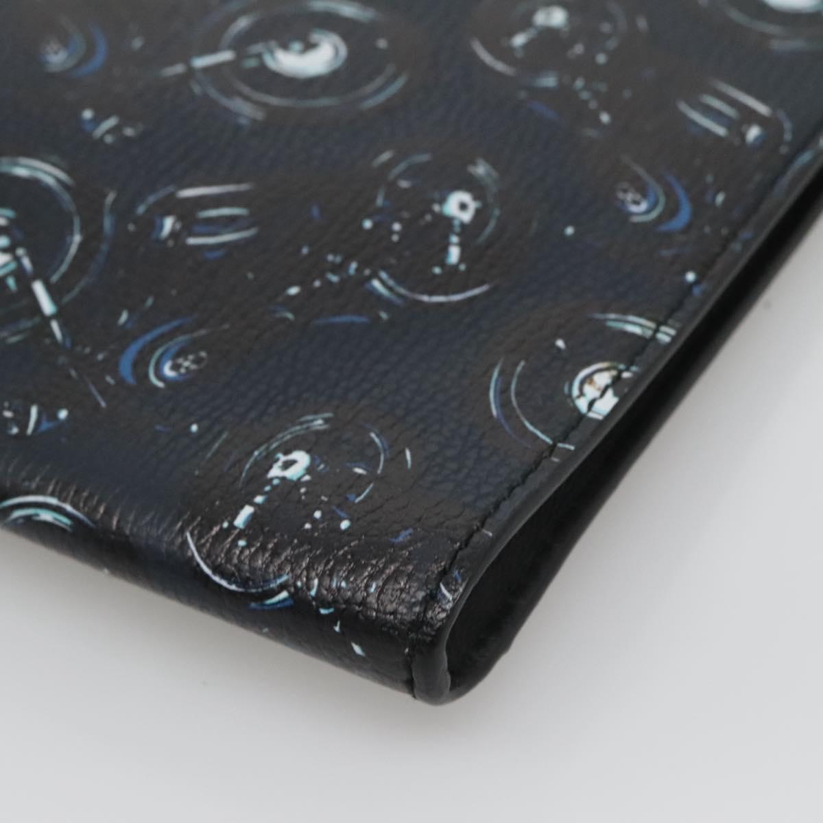 Salvatore Ferragamo Clutch Bag Leather Black Silver Auth bs25187