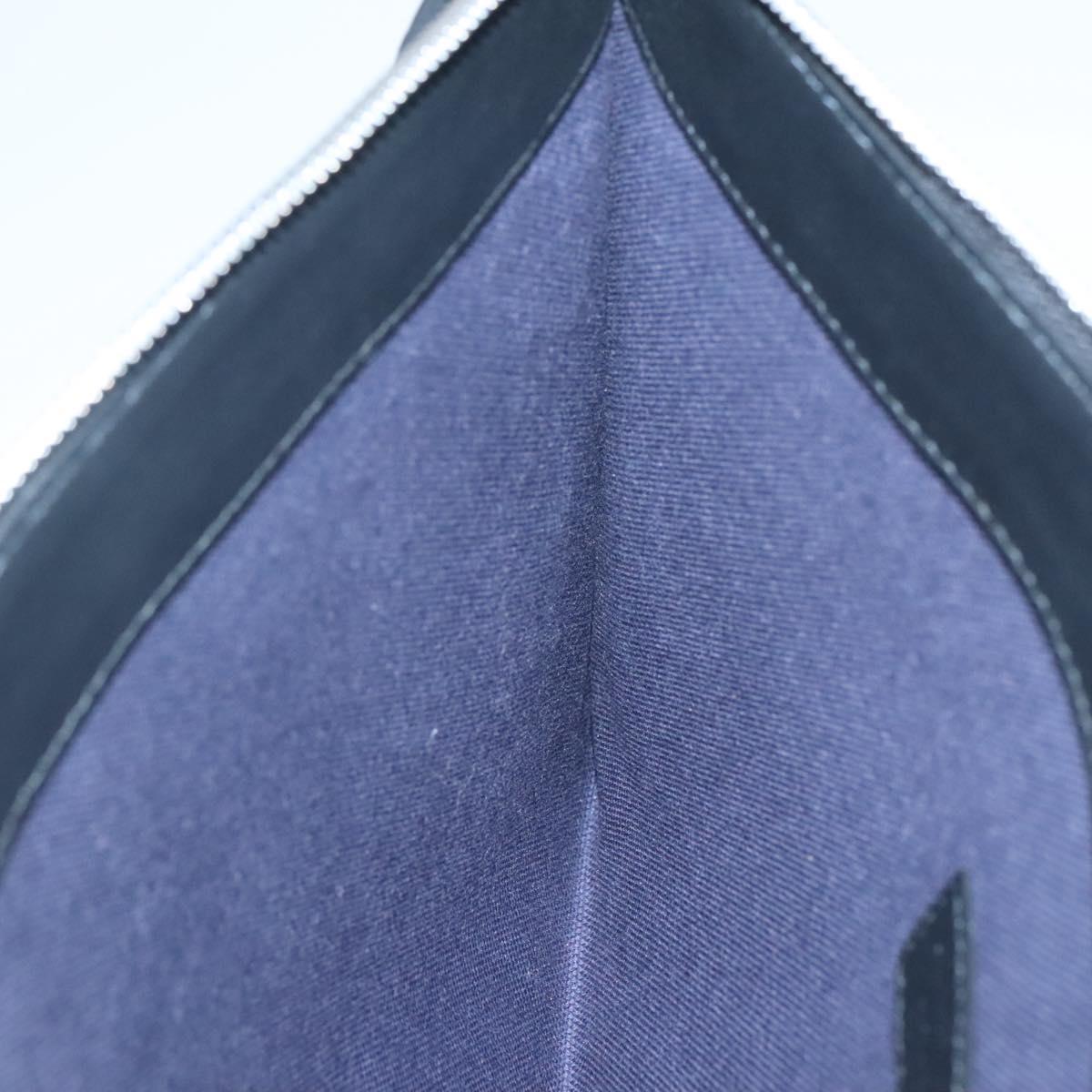 Salvatore Ferragamo Clutch Bag Leather Black Silver Auth bs25187