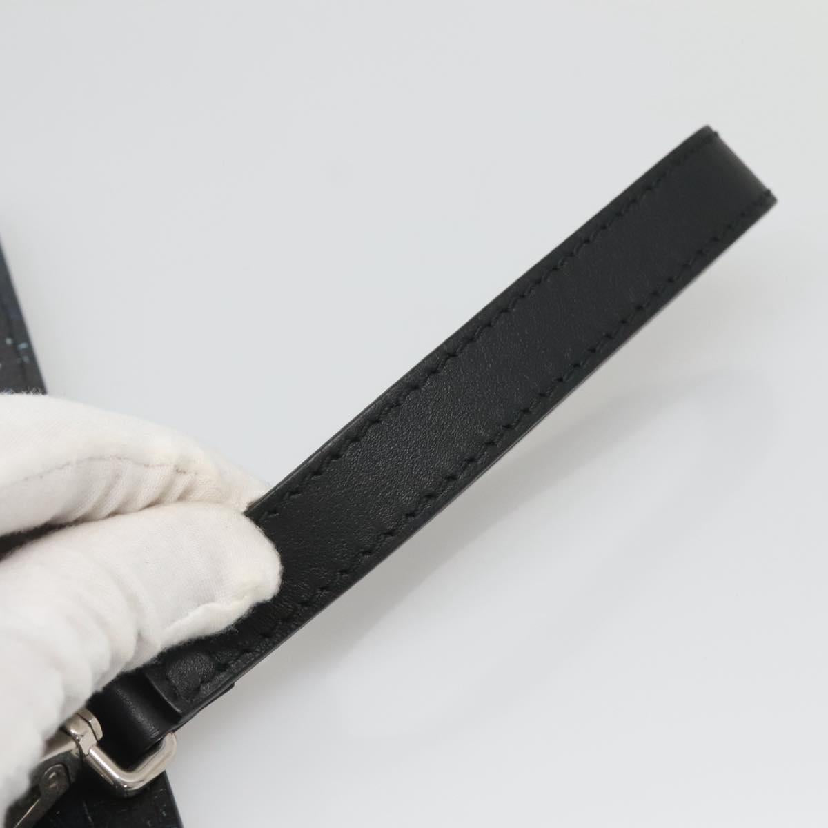 Salvatore Ferragamo Clutch Bag Leather Black Silver Auth bs25187