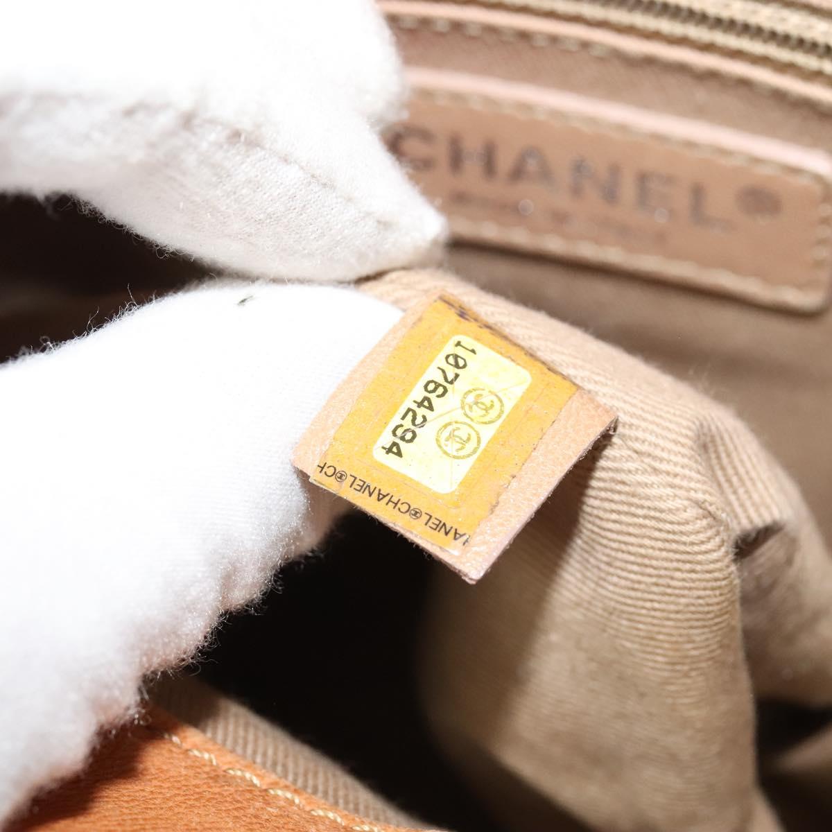 CHANEL Chain Shoulder Bag Leather Brown Silver CC Auth bs25207