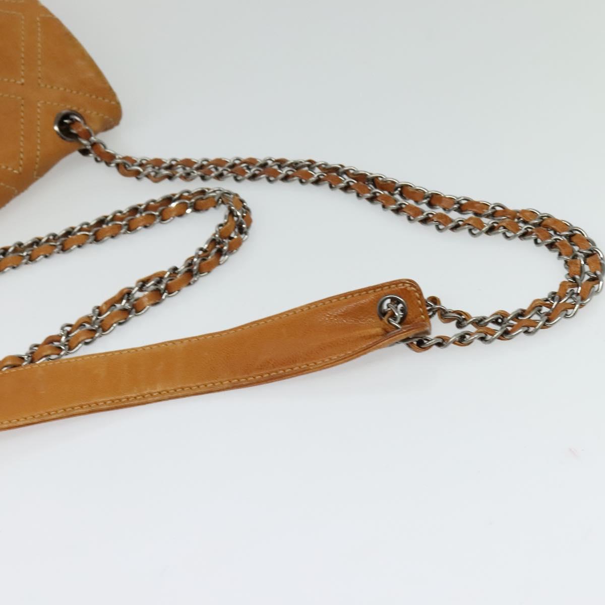 CHANEL Chain Shoulder Bag Leather Brown Silver CC Auth bs25207