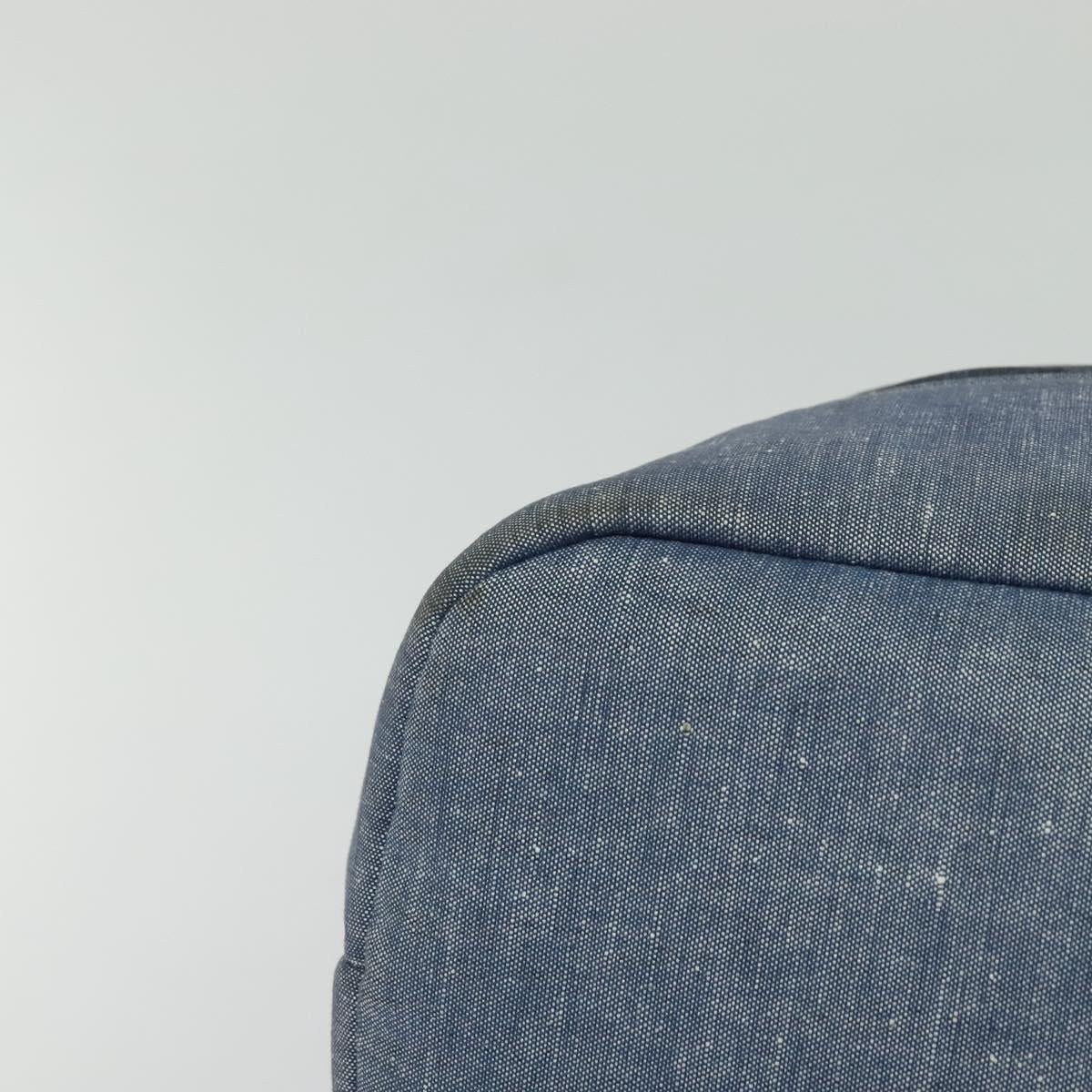 CHANEL Chain Hand Bag Canvas Blue Silver CC Auth bs25208