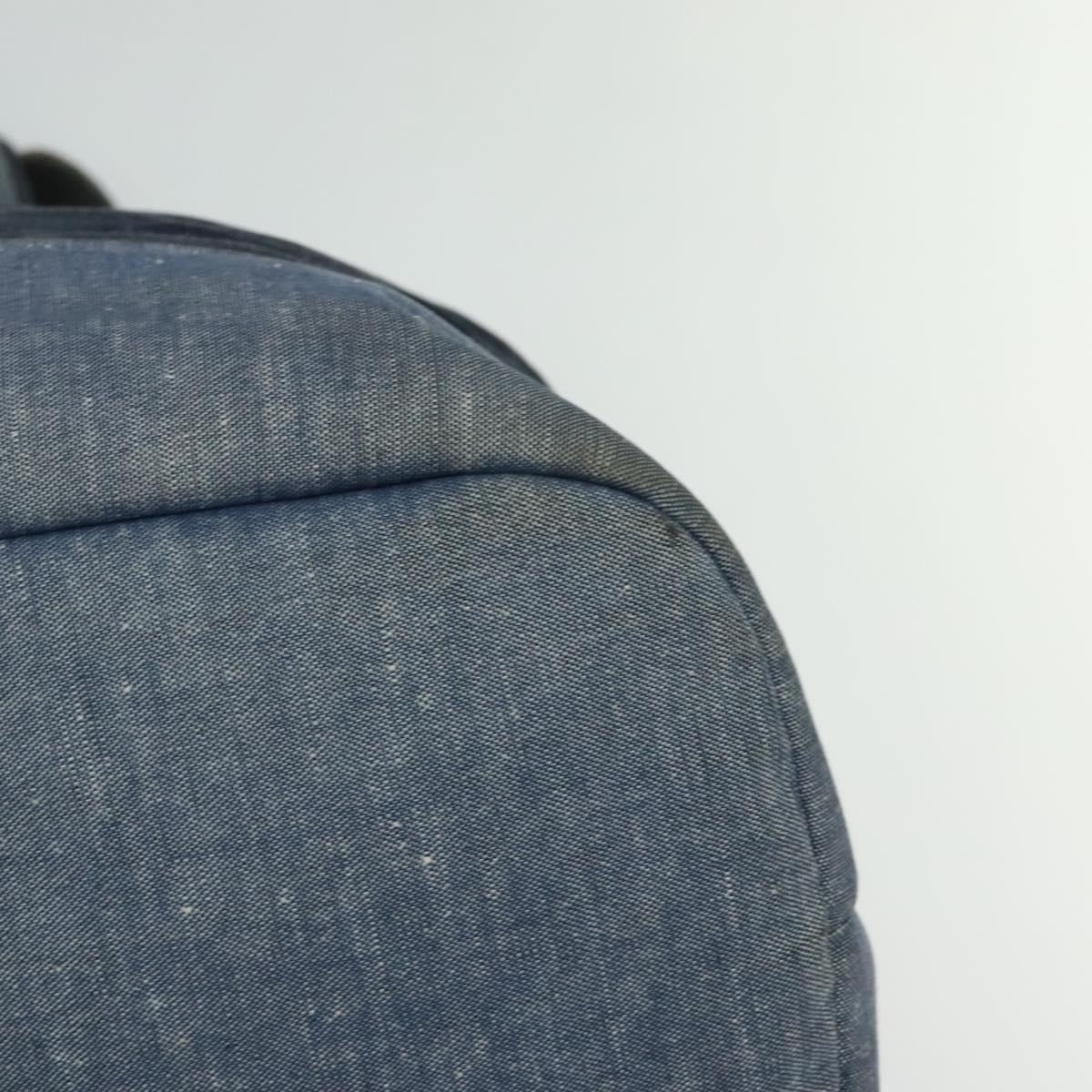 CHANEL Chain Hand Bag Canvas Blue Silver CC Auth bs25208