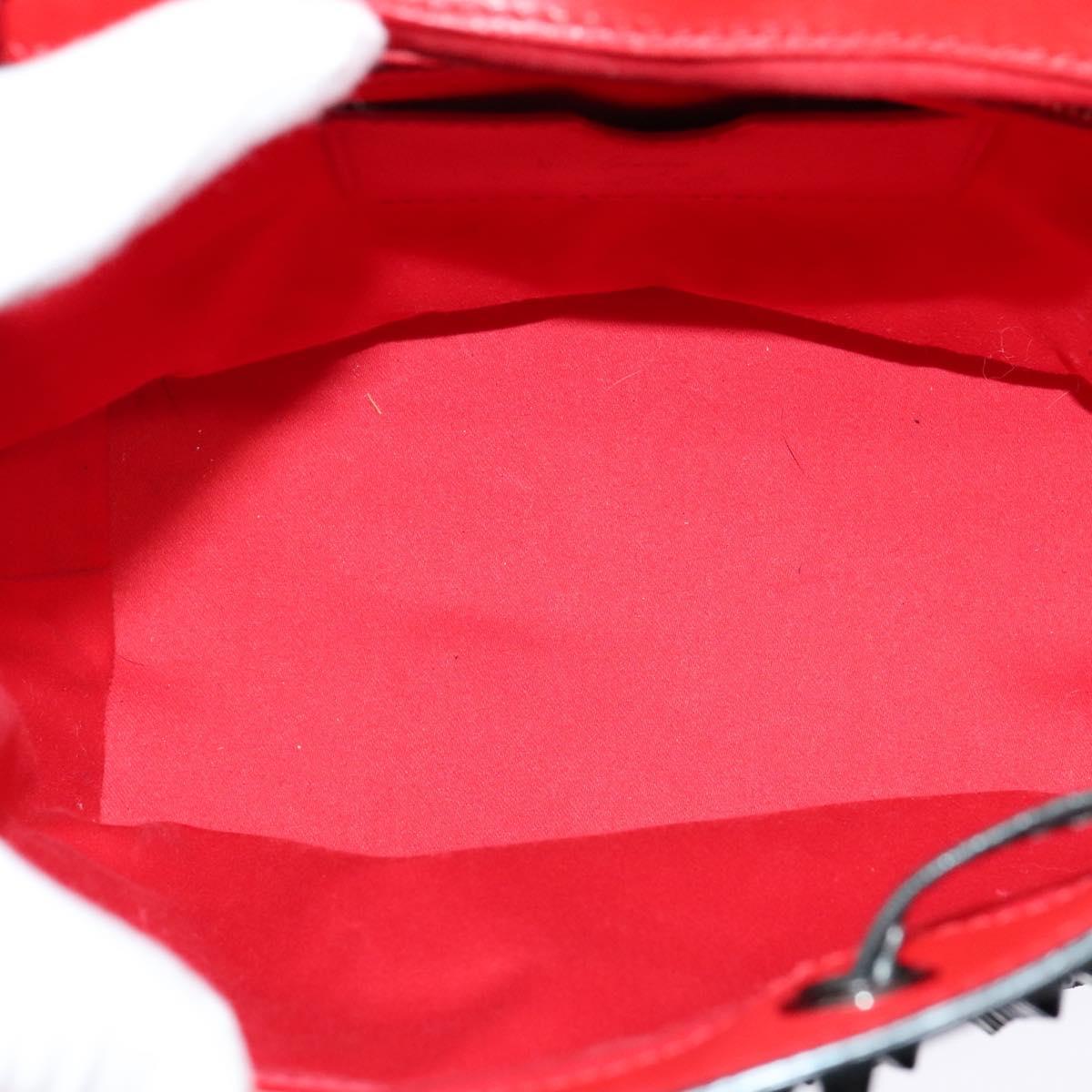 Christian Louboutin Backpack Leather Black Silver Auth bs25217