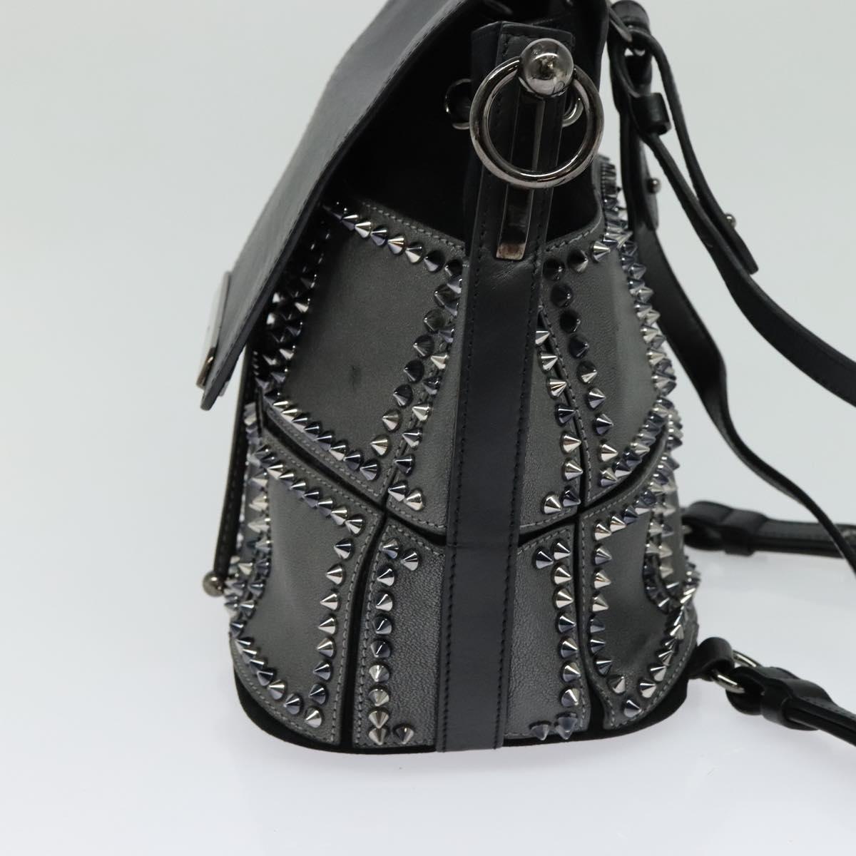 Christian Louboutin Backpack Leather Black Silver Auth bs25217