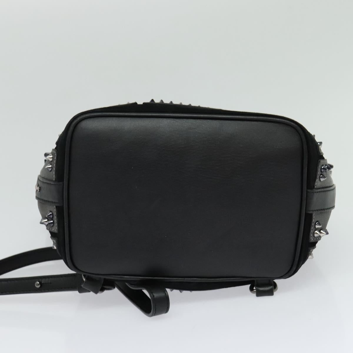 Christian Louboutin Backpack Leather Black Silver Auth bs25217