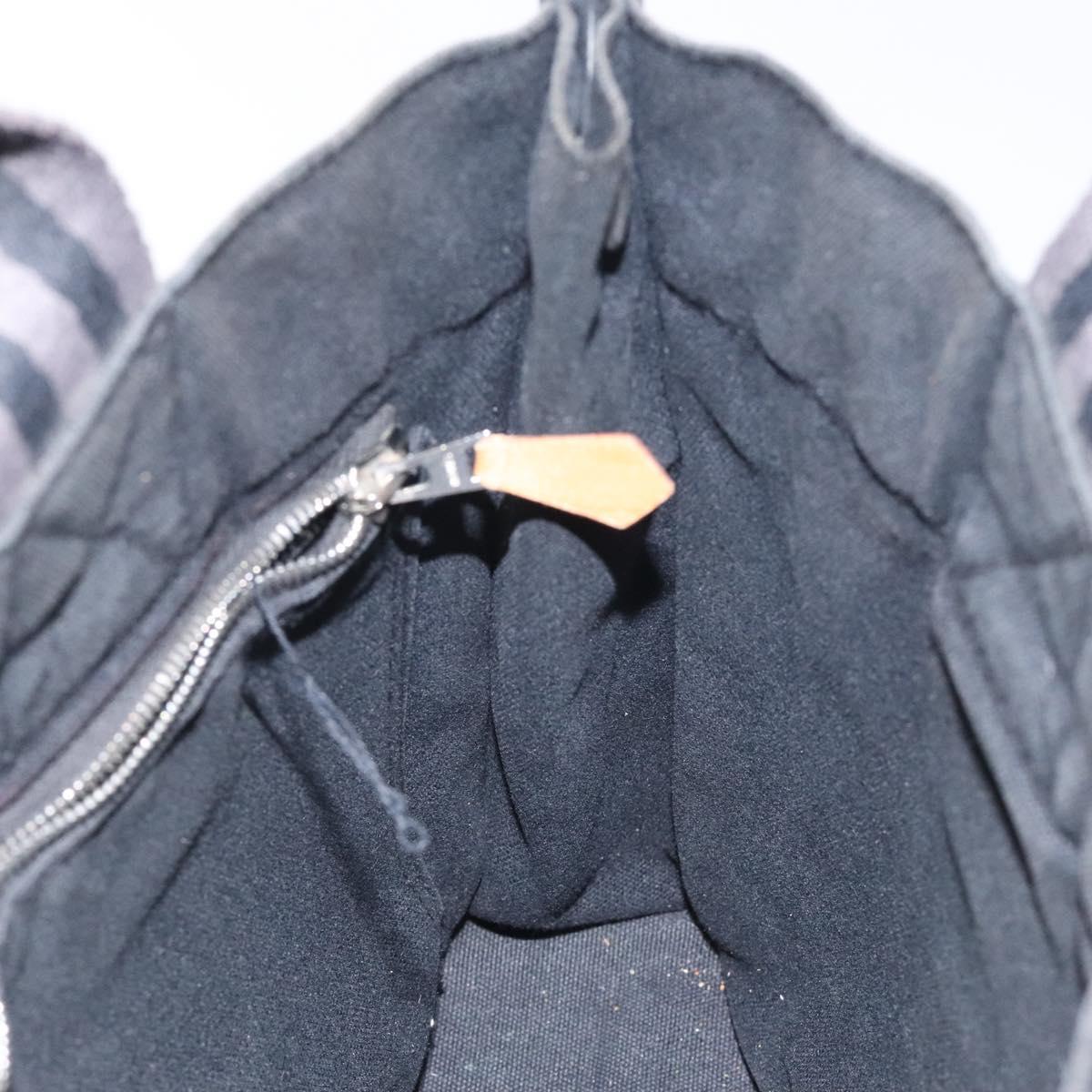 HERMES Fourre Tout PM Hand Bag Canvas Black Gray Silver Auth bs25218