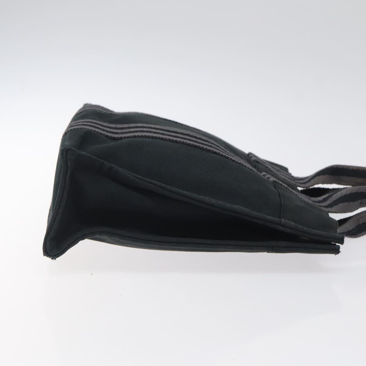 HERMES Fourre Tout PM Hand Bag Canvas Black Gray Silver Auth bs25218