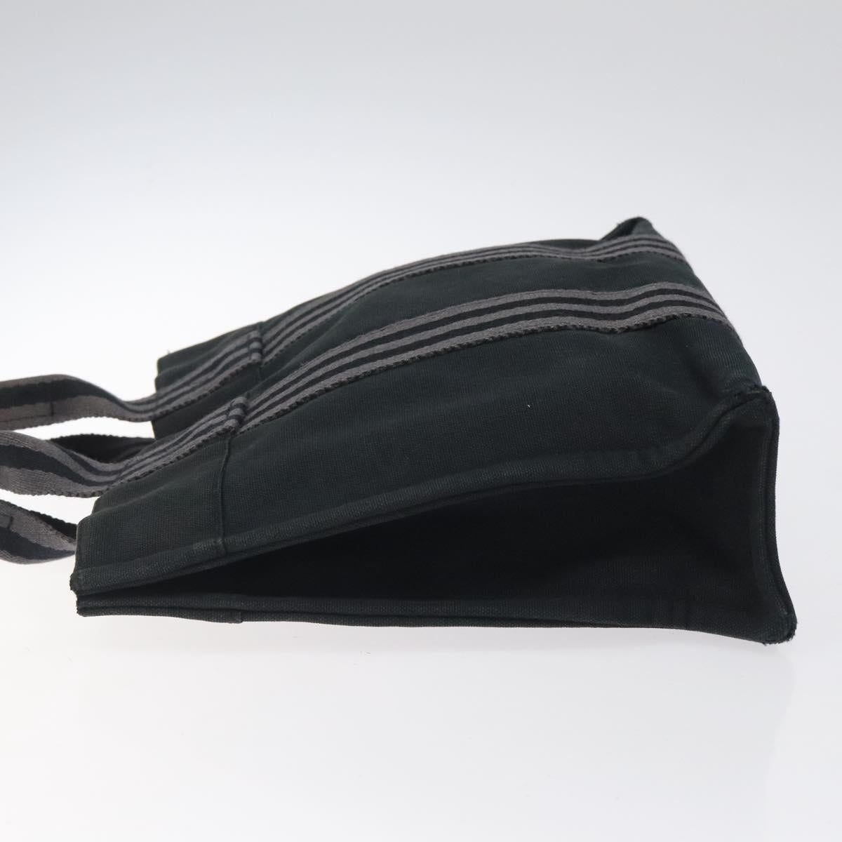 HERMES Fourre Tout PM Hand Bag Canvas Black Gray Silver Auth bs25218