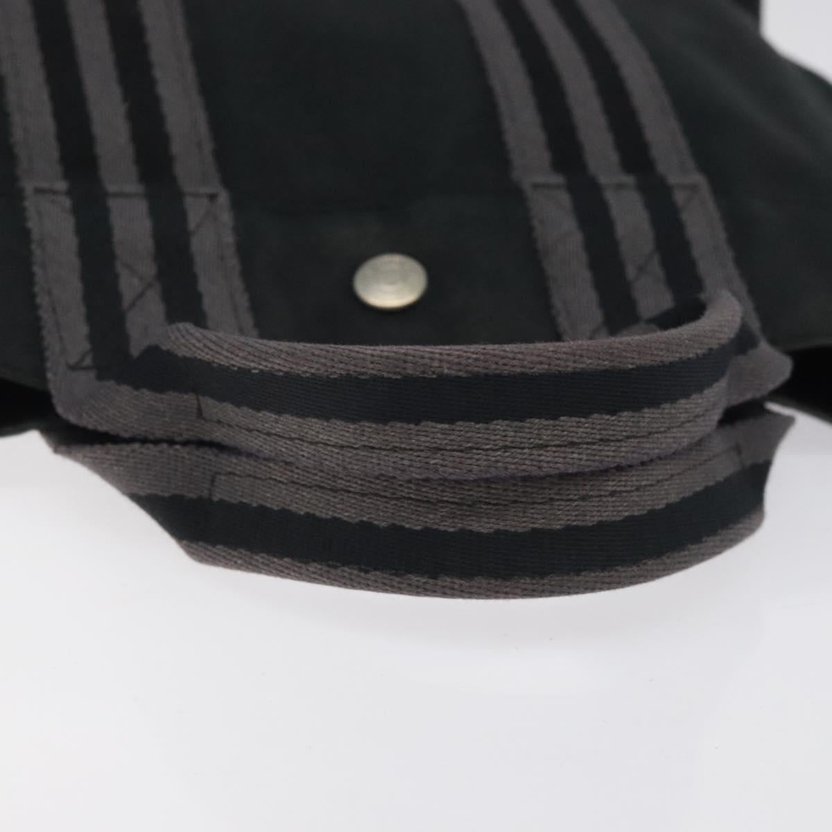 HERMES Fourre Tout PM Hand Bag Canvas Black Gray Silver Auth bs25218