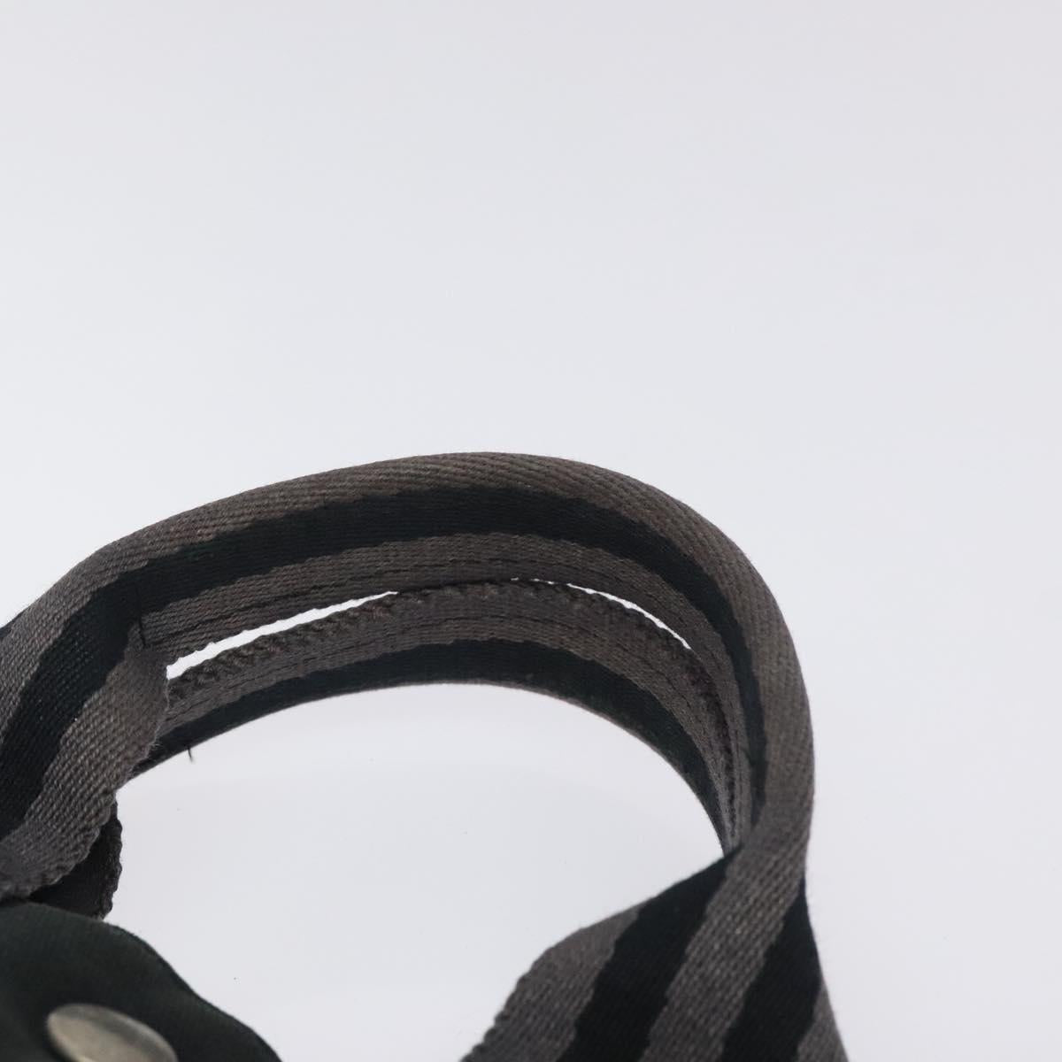 HERMES Fourre Tout PM Hand Bag Canvas Black Gray Silver Auth bs25218