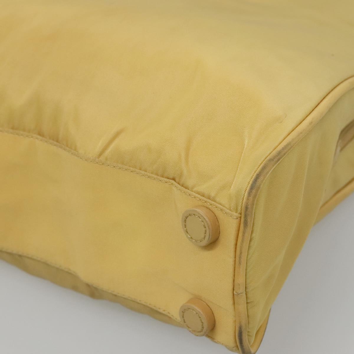 PRADA Hand Bag Nylon Yellow Silver Auth bs25222