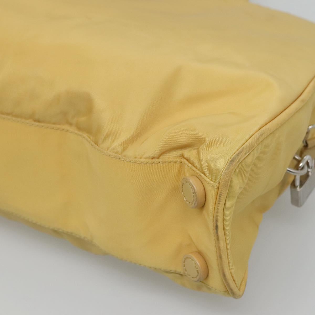 PRADA Hand Bag Nylon Yellow Silver Auth bs25222