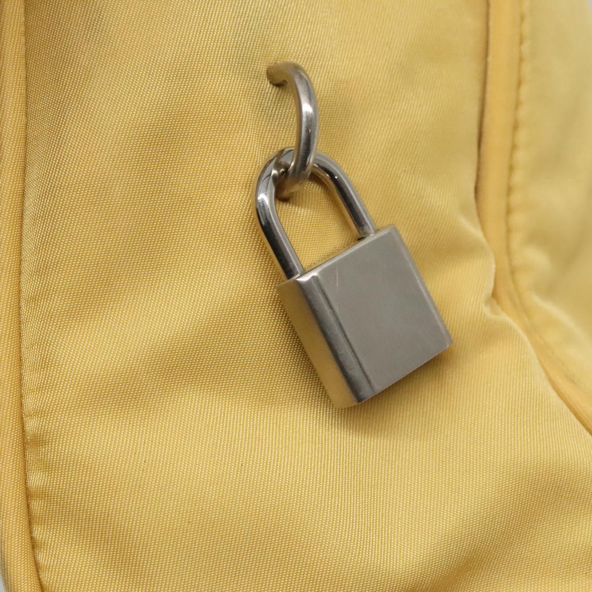 PRADA Hand Bag Nylon Yellow Silver Auth bs25222