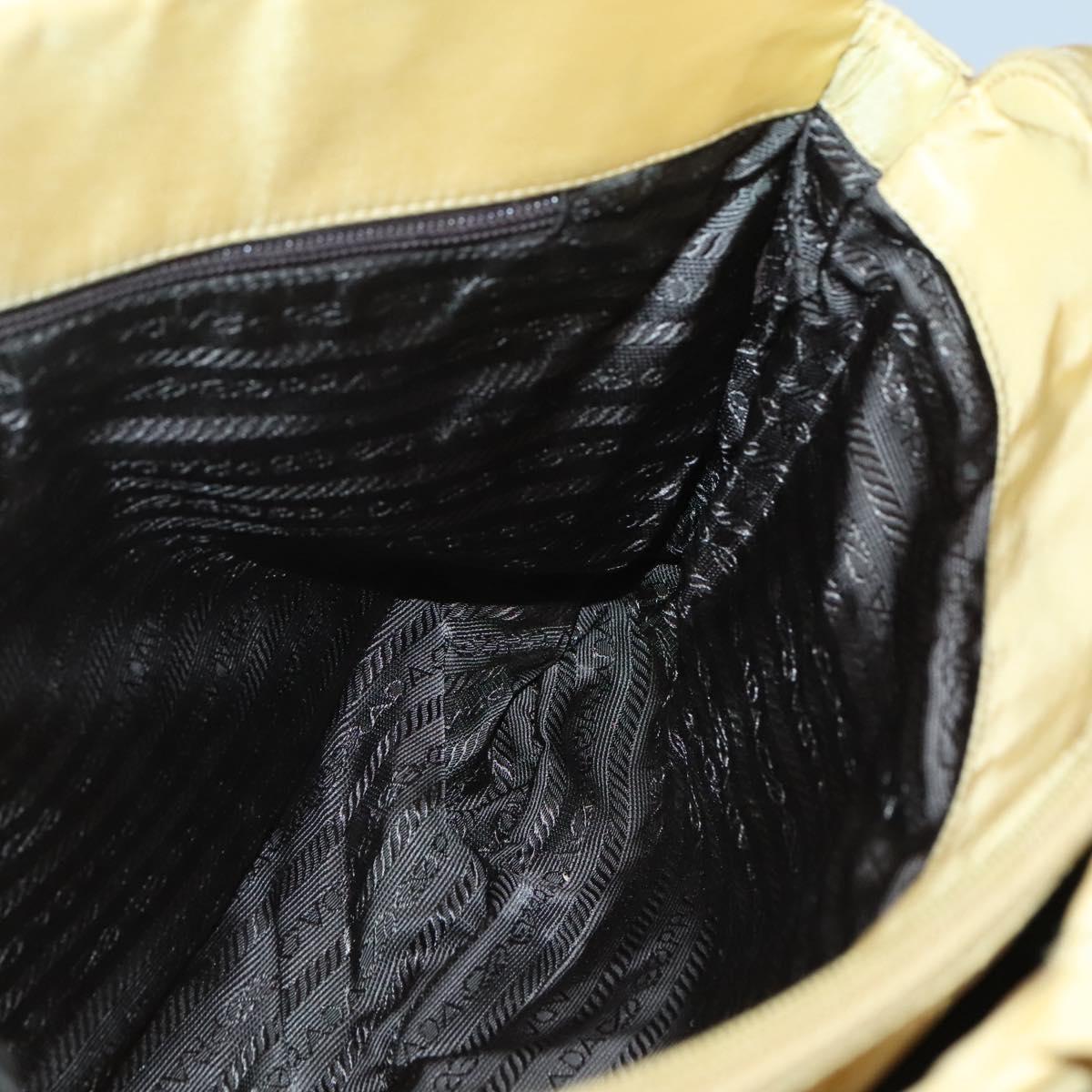 PRADA Hand Bag Nylon Yellow Silver Auth bs25222