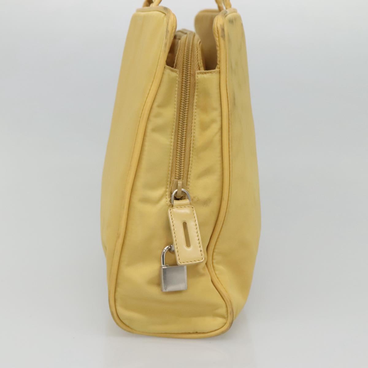 PRADA Hand Bag Nylon Yellow Silver Auth bs25222