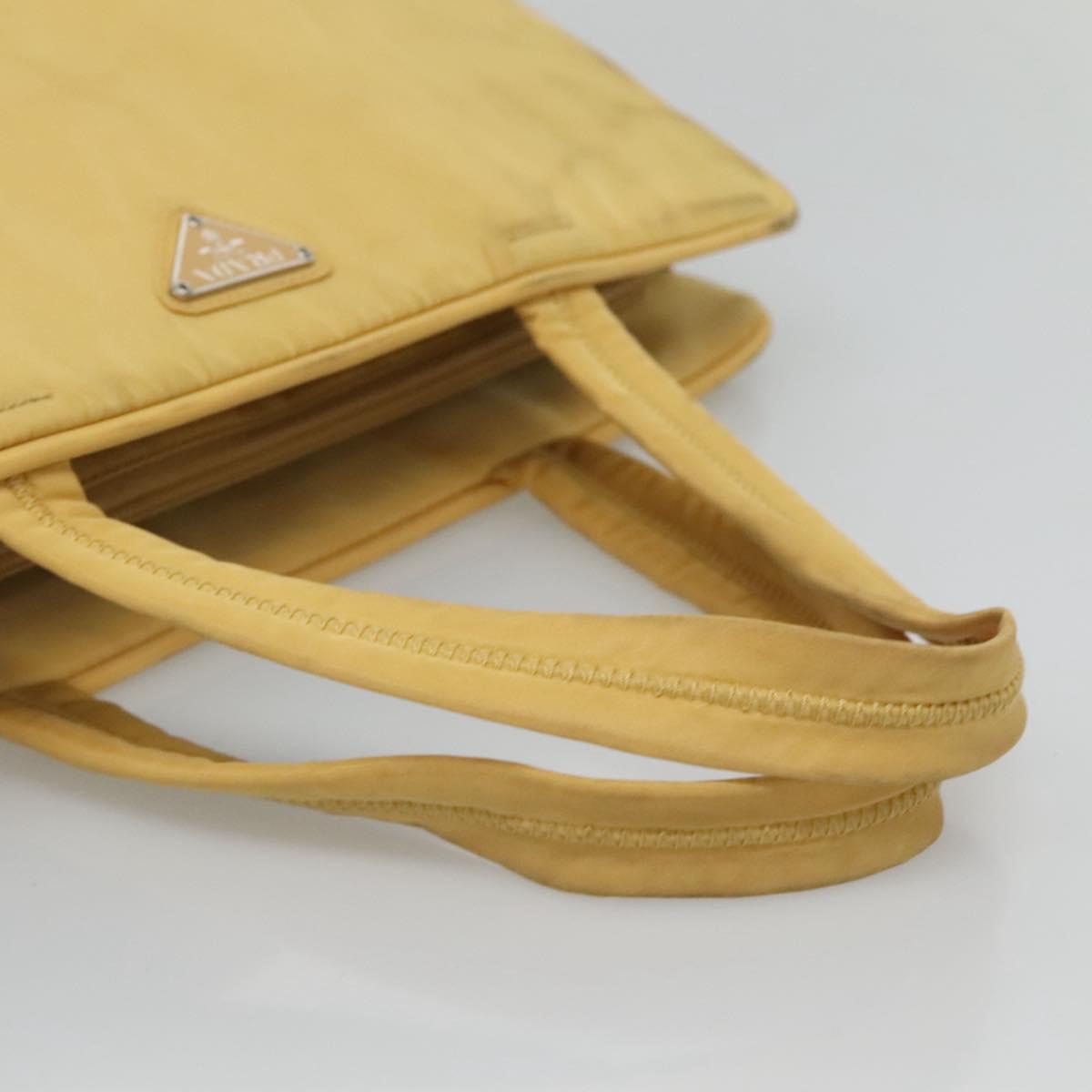 PRADA Hand Bag Nylon Yellow Silver Auth bs25222