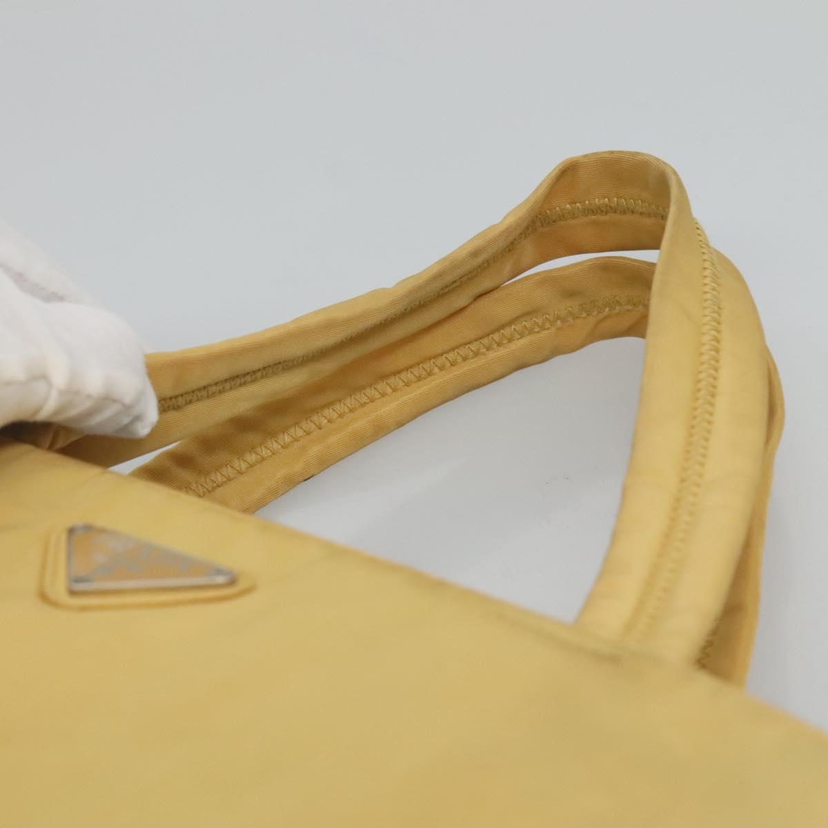 PRADA Hand Bag Nylon Yellow Silver Auth bs25222