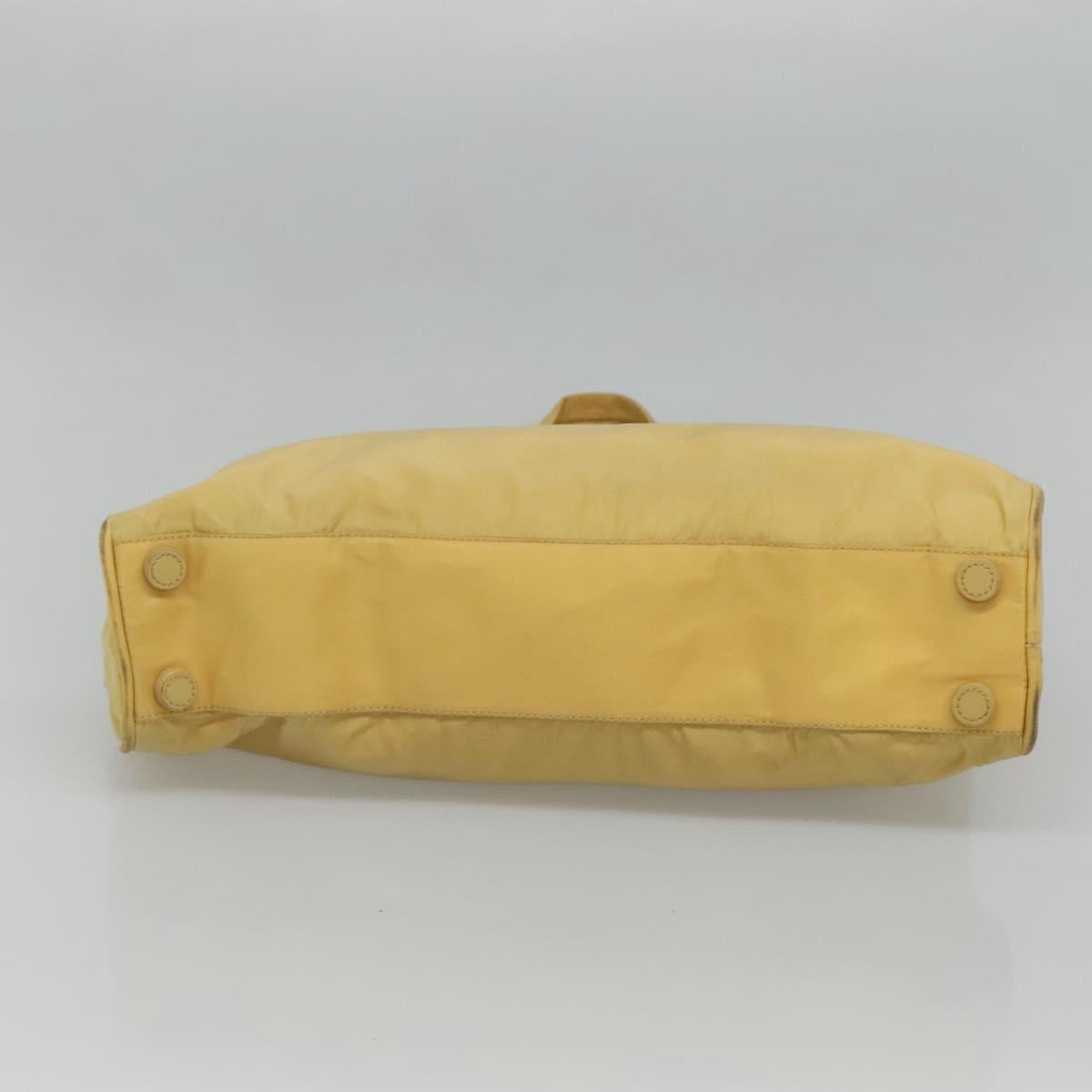 PRADA Hand Bag Nylon Yellow Silver Auth bs25222