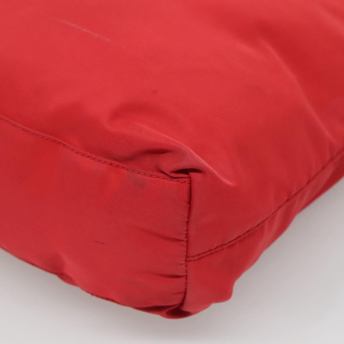 PRADA Shoulder Bag Nylon Red Silver Auth bs25223