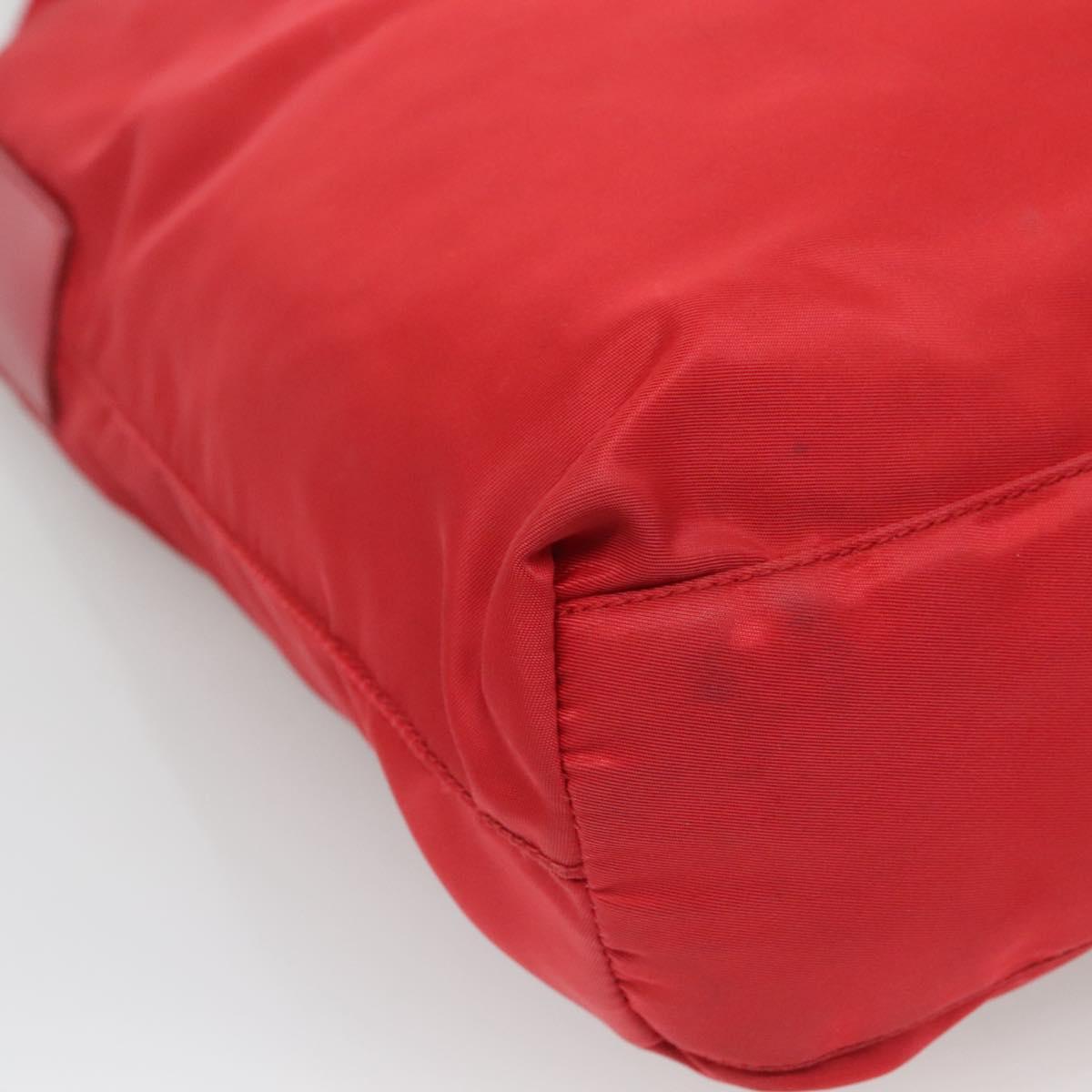 PRADA Shoulder Bag Nylon Red Silver Auth bs25223