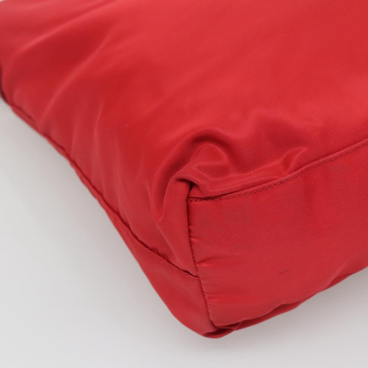 PRADA Shoulder Bag Nylon Red Silver Auth bs25223