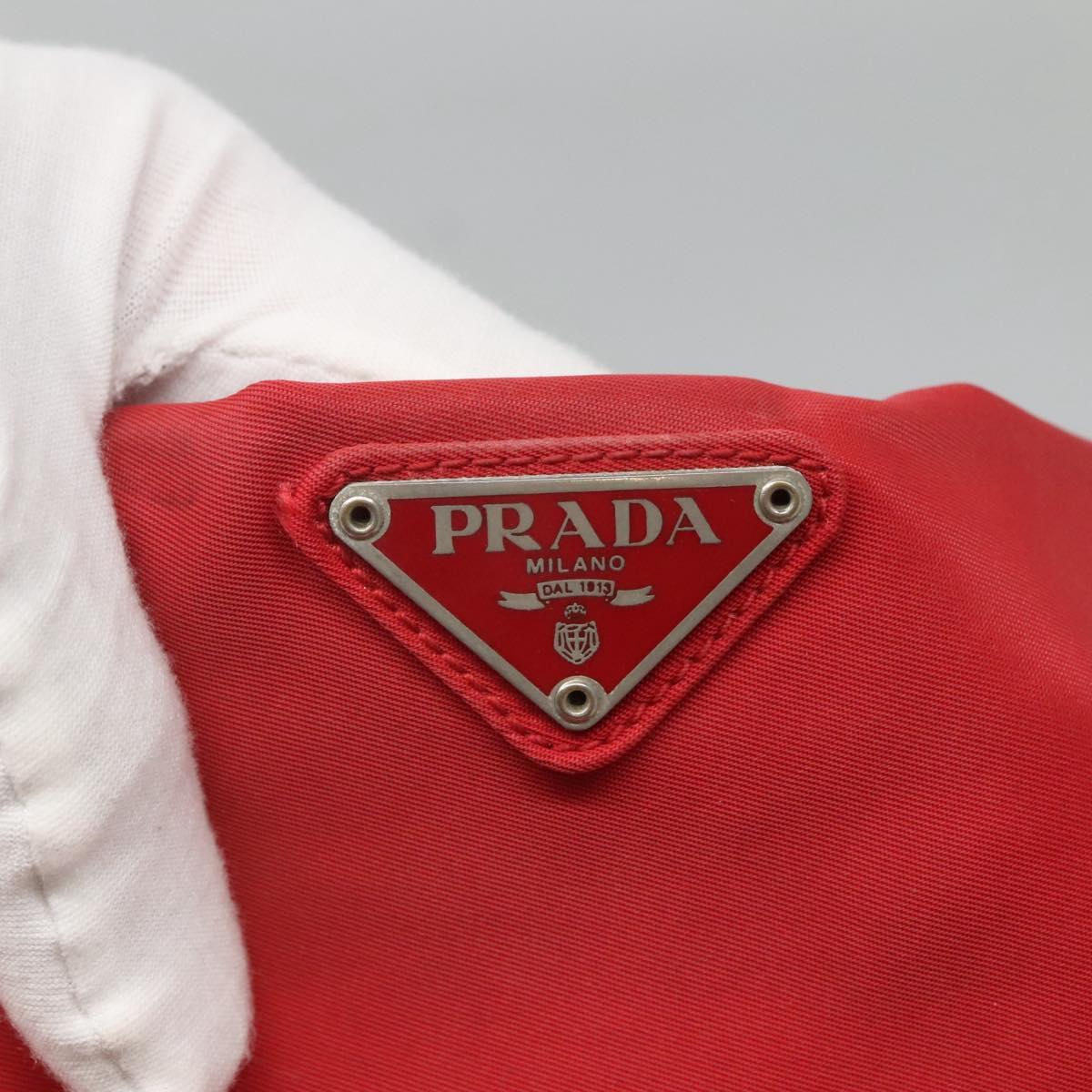 PRADA Shoulder Bag Nylon Red Silver Auth bs25223