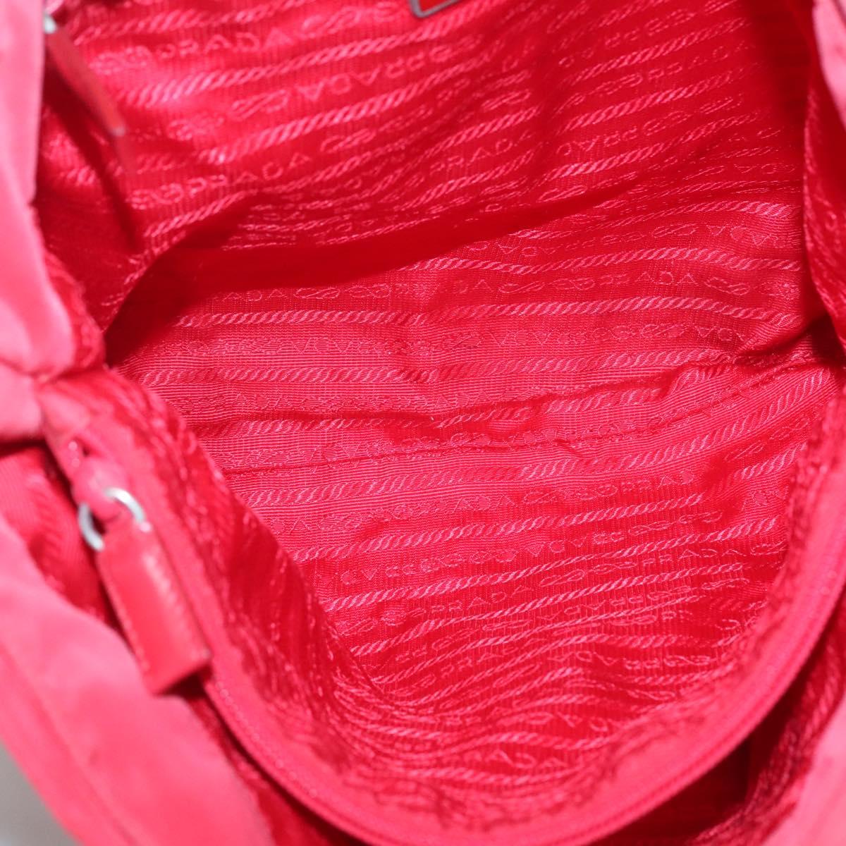 PRADA Shoulder Bag Nylon Red Silver Auth bs25223