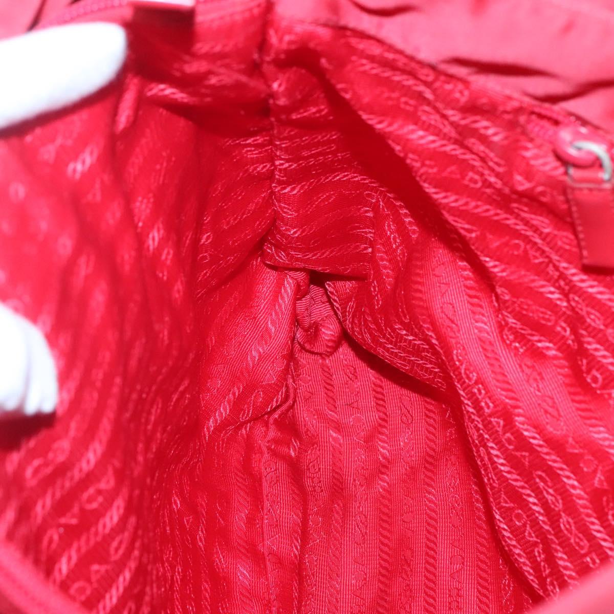 PRADA Shoulder Bag Nylon Red Silver Auth bs25223